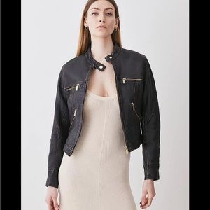 Animale Black and Gold 100% genuine leather motorcycle jacket cropped